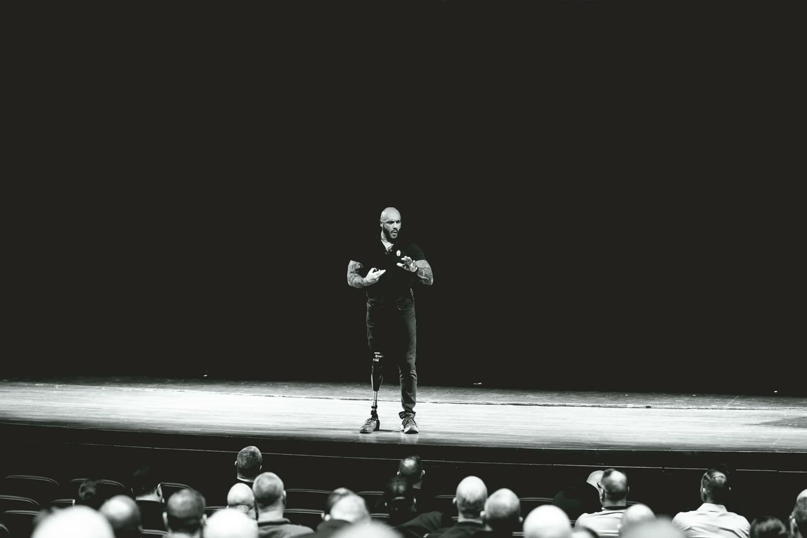 A Precision Components keynote before a full auditorium